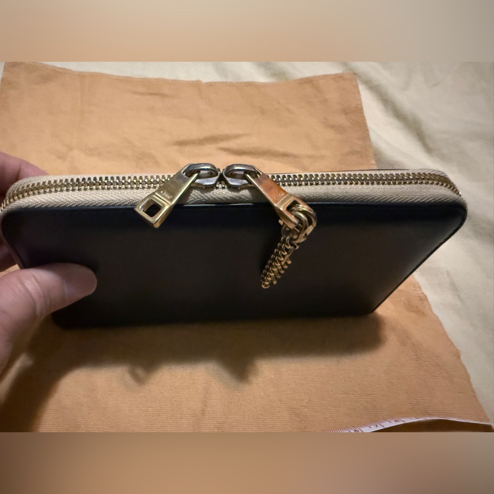 Chloe Light Gray and dark Navy Leather long Wallet - Picture 2 of 13